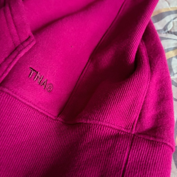 TNA Aritzia Fuchsia Sweatfleece Terry Fleece Hoodie, Boyfriend Fit, Small - Picture 8 of 10
